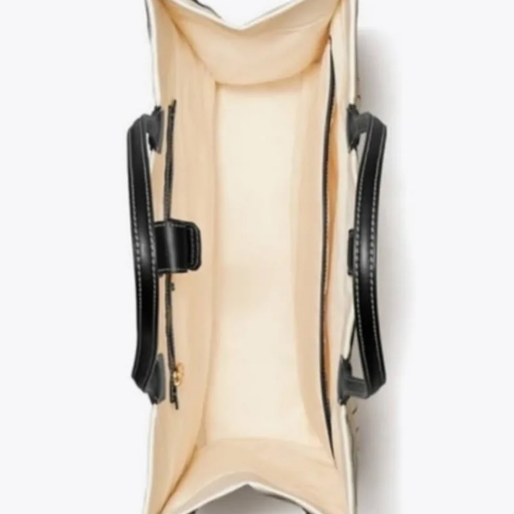 Tory Burch Cream and Black Logo Tote - Picture 3 of 3